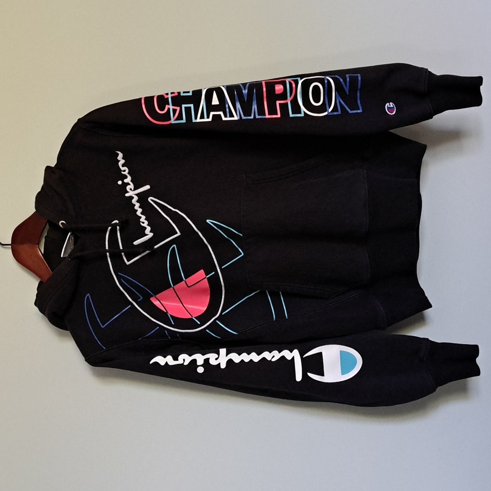 Vintage 90's CHAMPION Reverse Weave Hoodie Sweatshirt Pullover Graphic Logo